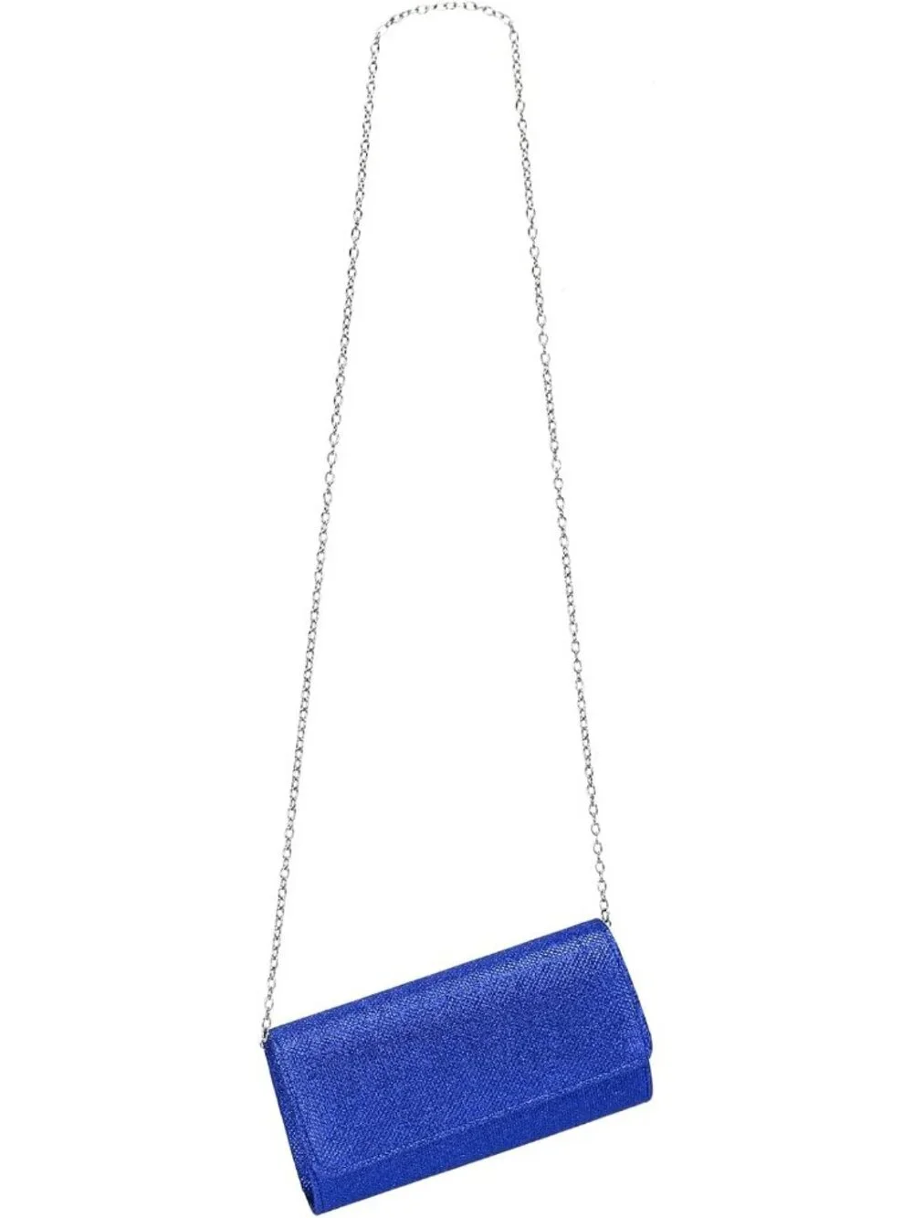 Women's Blue Glitter Clutch Purse Evening Bag With Chain For Wedding Handbag